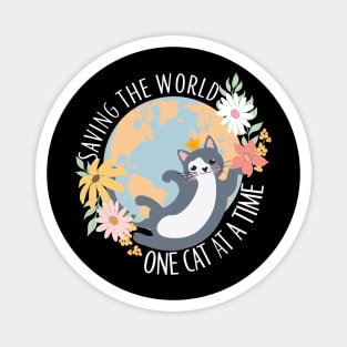 Saving The World One Cat At A Time Cat Rescuer Magnet